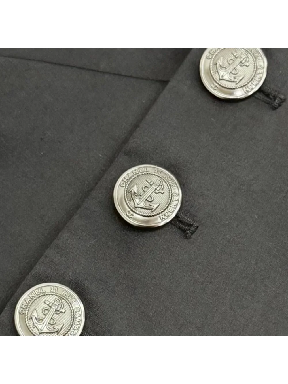 Chanel Cotton 100% CC Logo Anchor Button Wide Pants Black 34